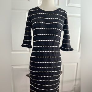 Betsey Johnson Black and White Striped Midi Dress